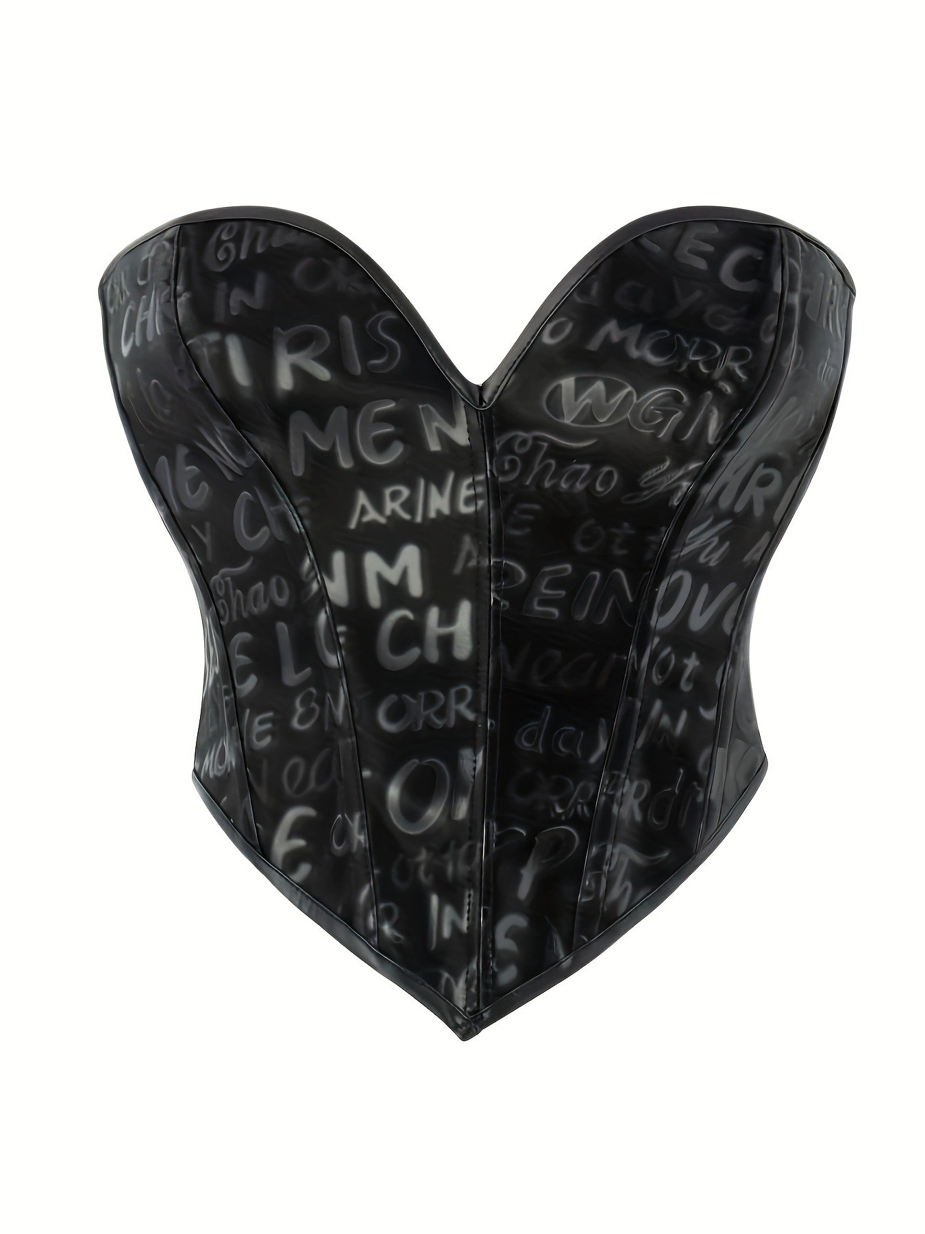 Corset Waist Cinch - Black letter printed strapless bodyhugging waist