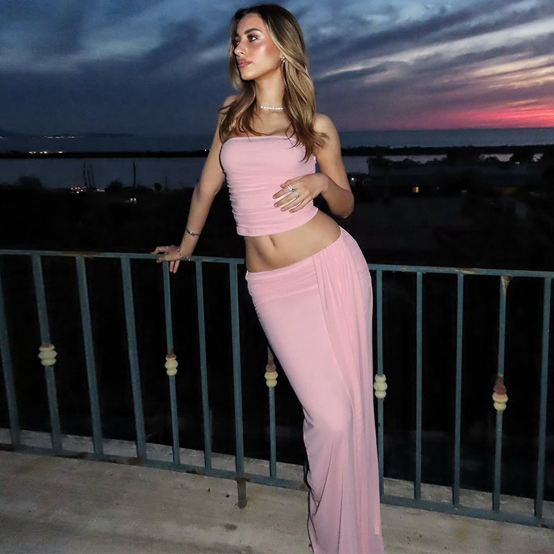 Tuularose Pink Long Dress 2-Pi – Strapless Bra Backless Bewertung und Preis