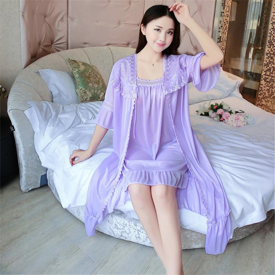 2024 Sexy V Neck Nightdress Sl – Robe Silk Women Bewertung und Preis