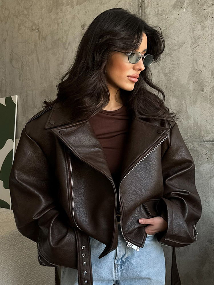 With Belt Leather Jacket Coat  – Corset Waist Cinch Bewertung und Preis