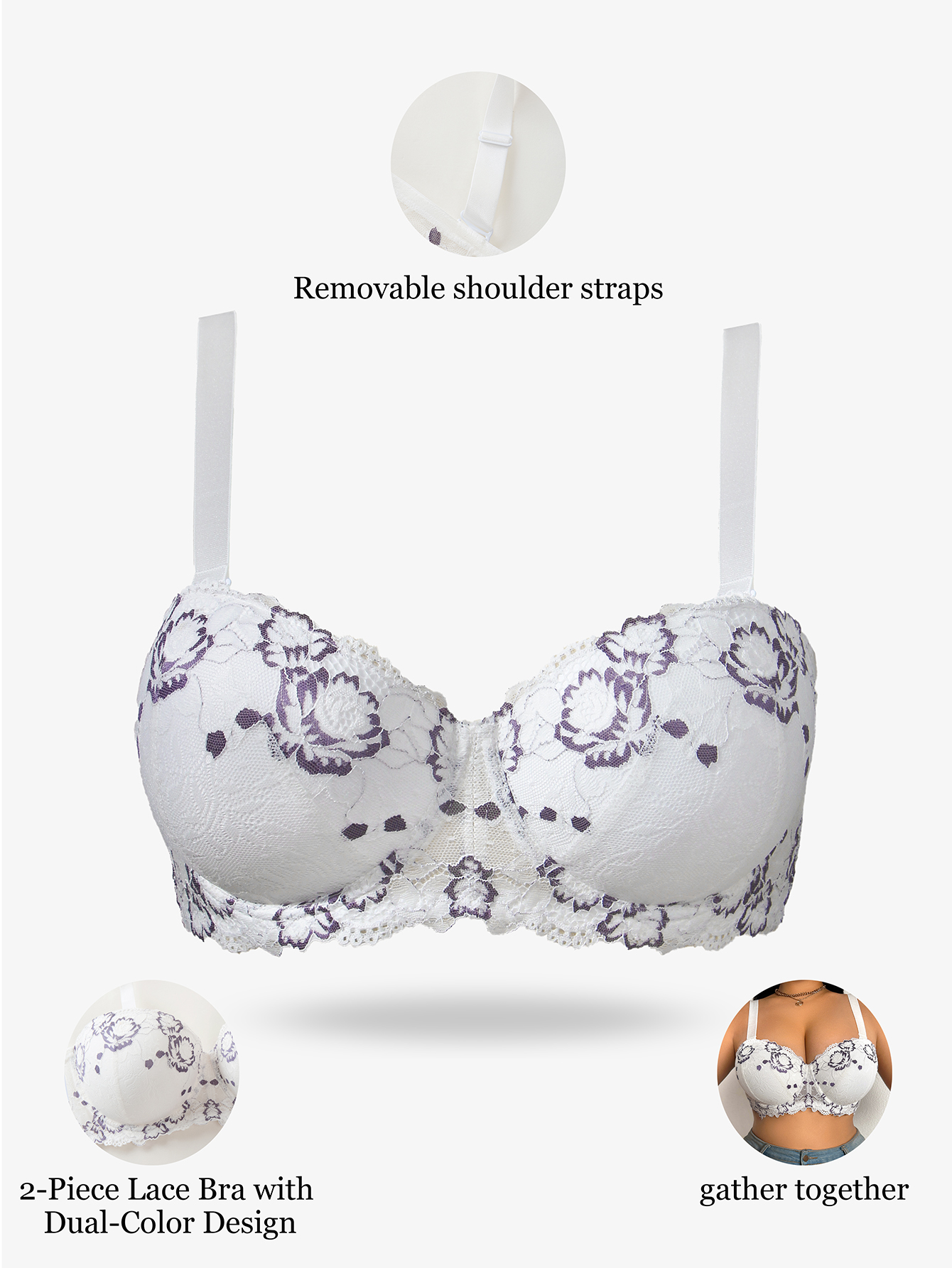Plus Size Lace & Embroidery Wo – Push Up Bra Padded Bewertung und Preis
