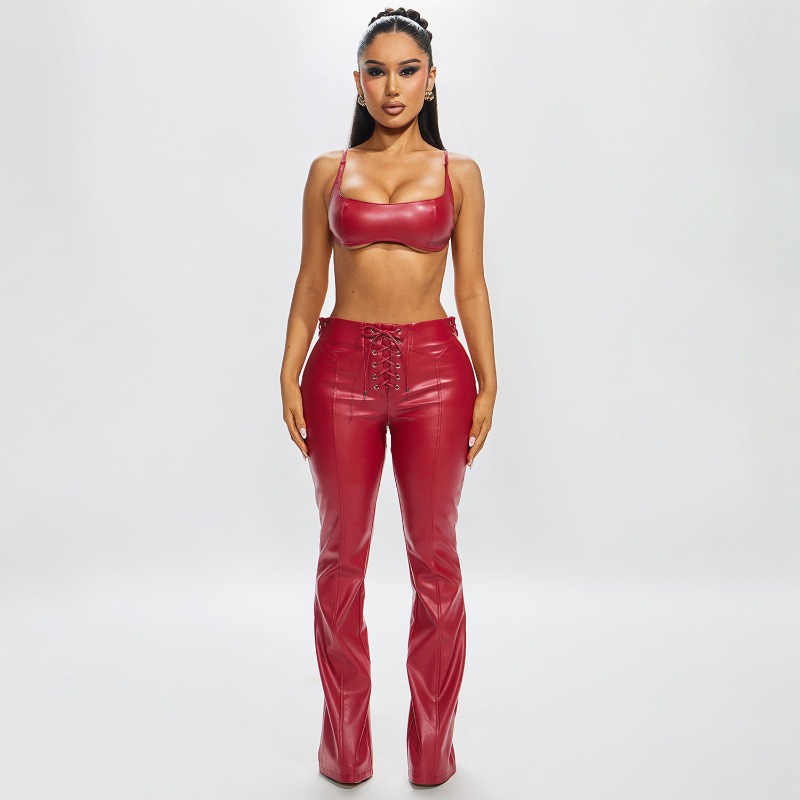 Women Fashion PU Leather 2 Pie – Cami Top Lace Bewertung und Preis