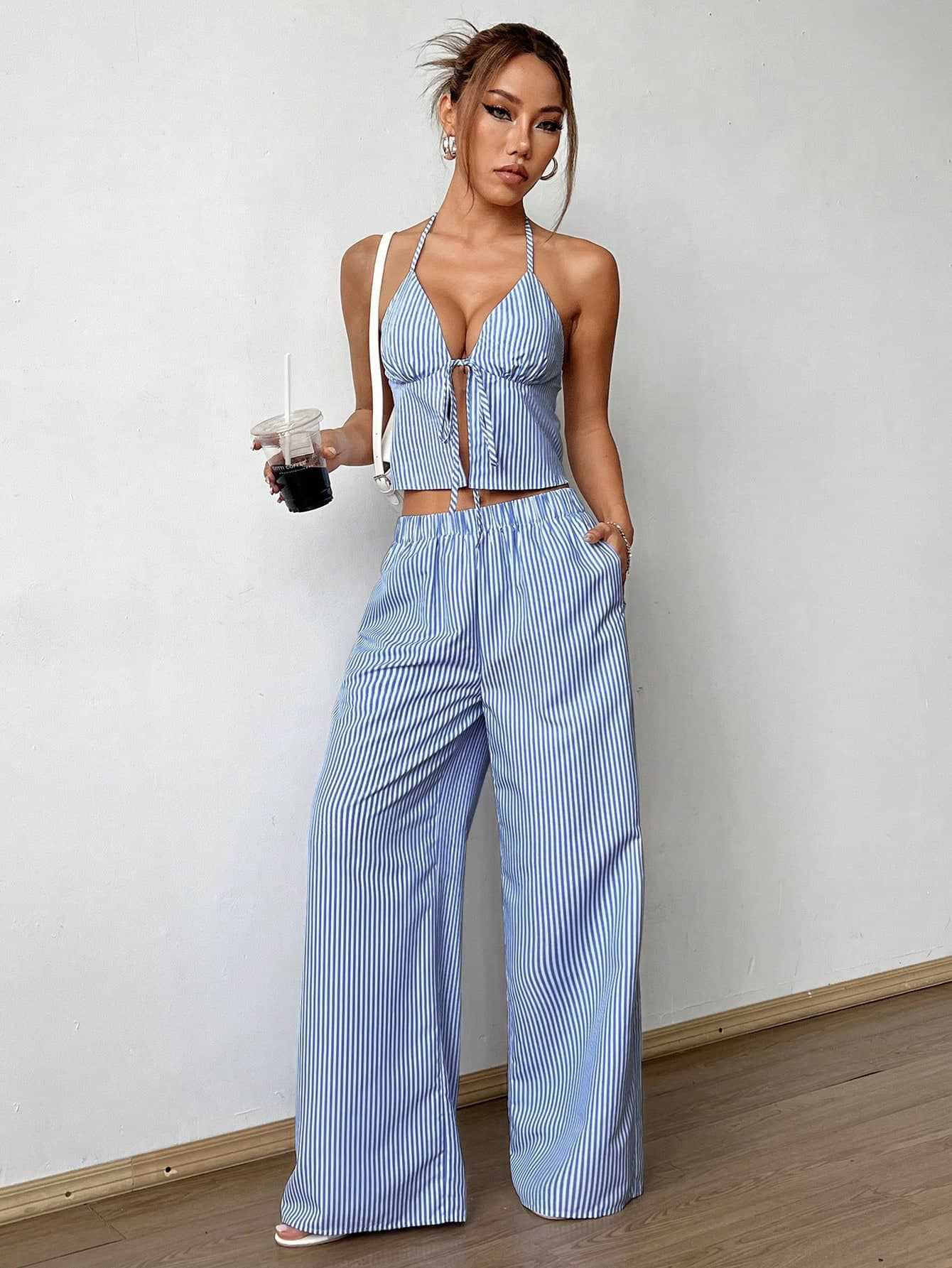 Striped Lace Up Camisole Colla – Cami Top Lace Bewertung und Preis