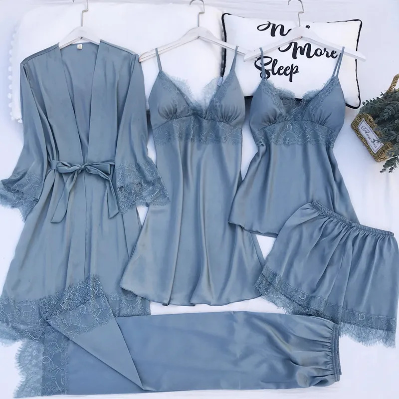 Pajamas Set Silk Satin Womens  – Robe Silk Women Bewertung und Preis
